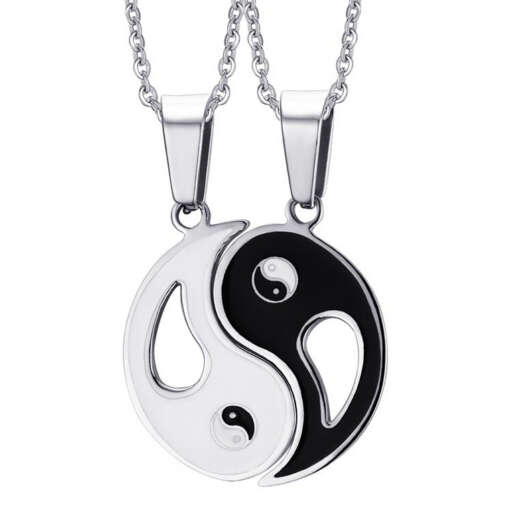 Yin Yang sümboliga must-valged sõpruse kaelakeed kahele, ideaalne kingitus sõpradele või armastajatele.