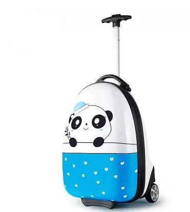 Panda ja südametega lastereisikohver ratastel, sobib poistele ja tüdrukutele, värvikas ja lapsemeelne disain, ideaalne reisikaaslane noortele seiklejatele.