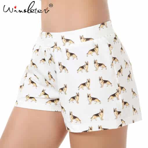 Lühikesed pidžaamapüksid saksa lambakoera prindiga, puuvillased, elastse vööga, suvised, suurused S-XXL.