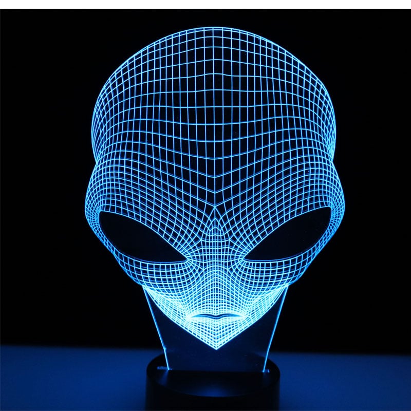 Värvimuutev tulnuka peaga lamp, millel on 3D optiline illusioon ja seitsmevärviline LED-valgustus kodu kaunistamiseks.