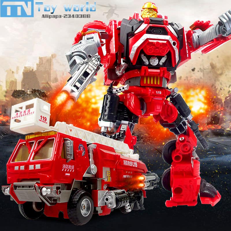 Punane transformer auto, mis suudab muutuda robotiks, sobib suurepäraselt laste mänguasjaks ja kingituseks.