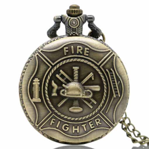 pronksikarva taskukell, mille esiküljel on kiri 'Fire fighter' ja tuletõrje sümbolid