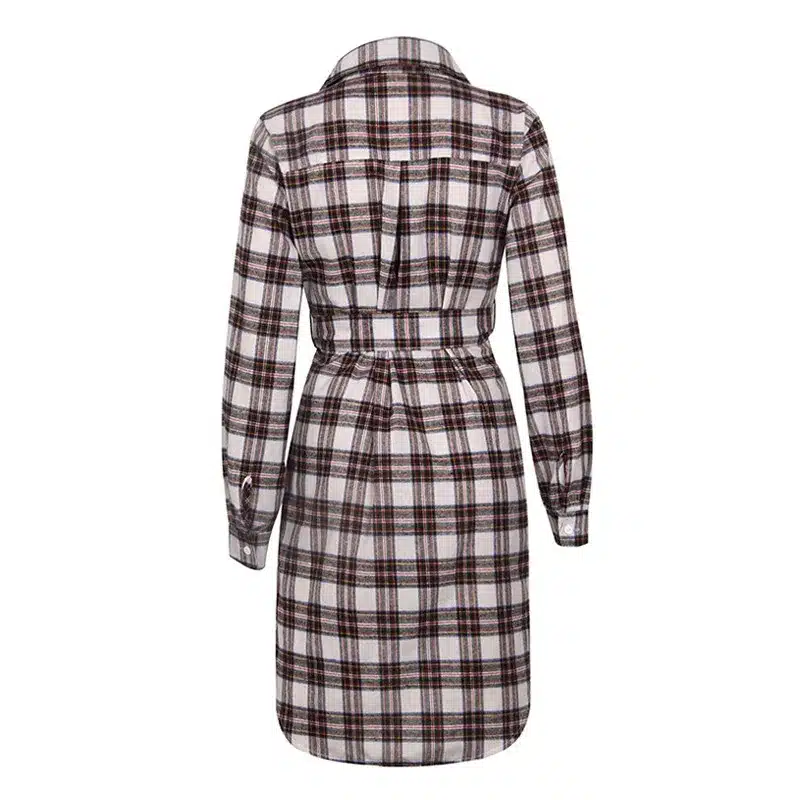 NEW Women Dress Sexy Long Sleeve Office Dress Irregular Plaid Shirt Dresses Women Clothes LJ5932E 14