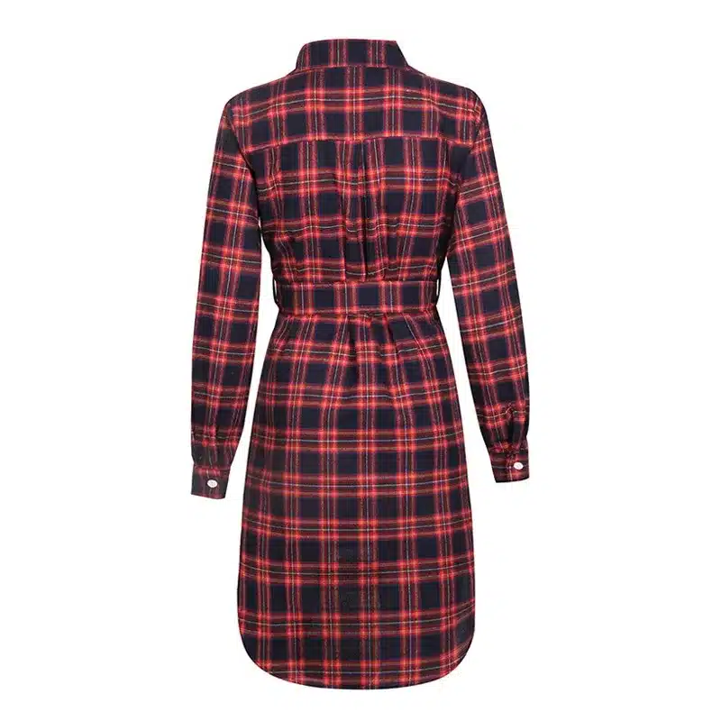 NEW Women Dress Sexy Long Sleeve Office Dress Irregular Plaid Shirt Dresses Women Clothes LJ5932E 16