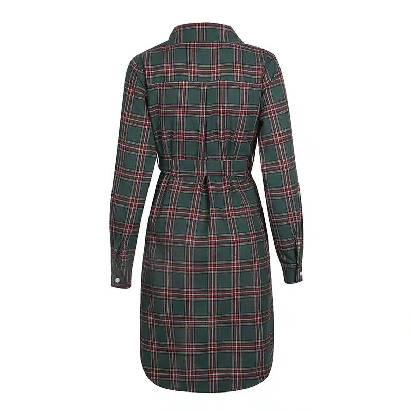NEW Women Dress Sexy Long Sleeve Office Dress Irregular Plaid Shirt Dresses Women Clothes LJ5932E 18