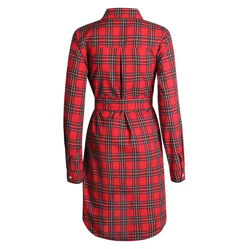 NEW Women Dress Sexy Long Sleeve Office Dress Irregular Plaid Shirt Dresses Women Clothes LJ5932E 21