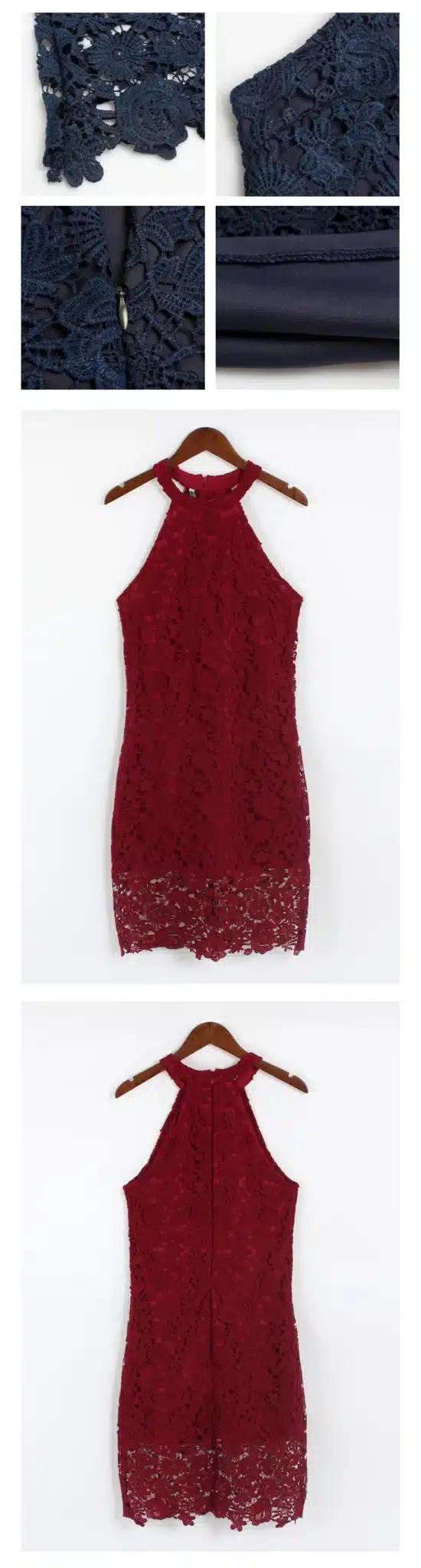 BEFORW Summer Lace Dress Women Fashion Office Vintage Dresses White Blue Sleeveless Hanging Neck Women Clothing Vintage Dress 12