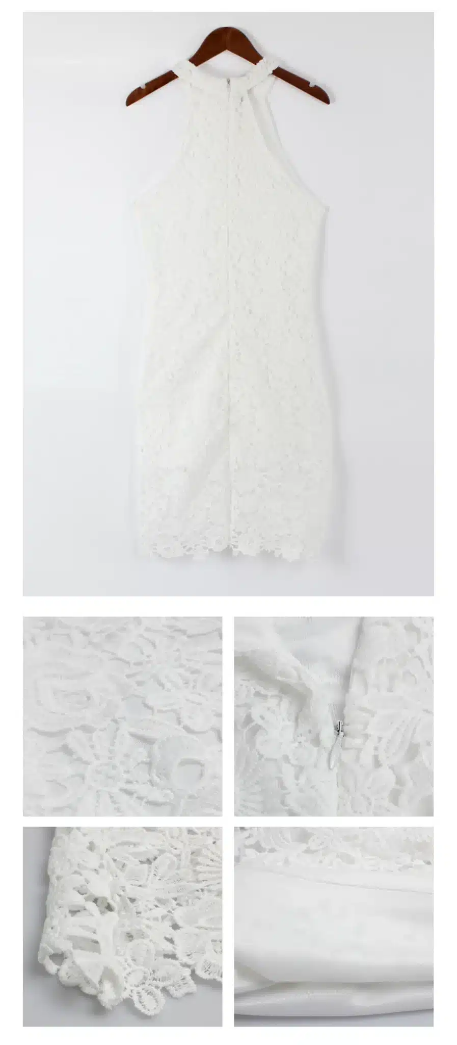 BEFORW Summer Lace Dress Women Fashion Office Vintage Dresses White Blue Sleeveless Hanging Neck Women Clothing Vintage Dress 14