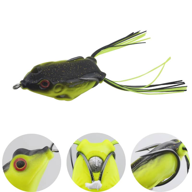 WDAIREN kvaliteetne konna imitatsioon lant, 6cm, 12g, topwater püügiks, kaks tugevat BKK konksu, roheline pehme plastik.
