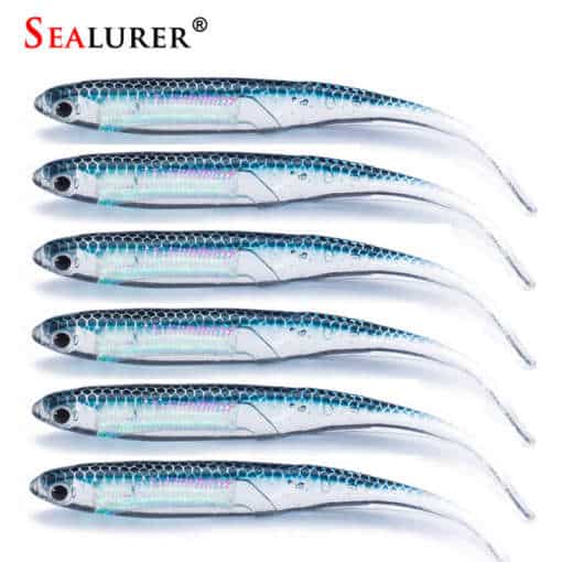 SEALURER pehmete lantide komplekt, 6 tk, 2.6g/90mm, ideaalne kalapüügiks, shad, uss, swimbaits, jigipea, lendõngitsemine.