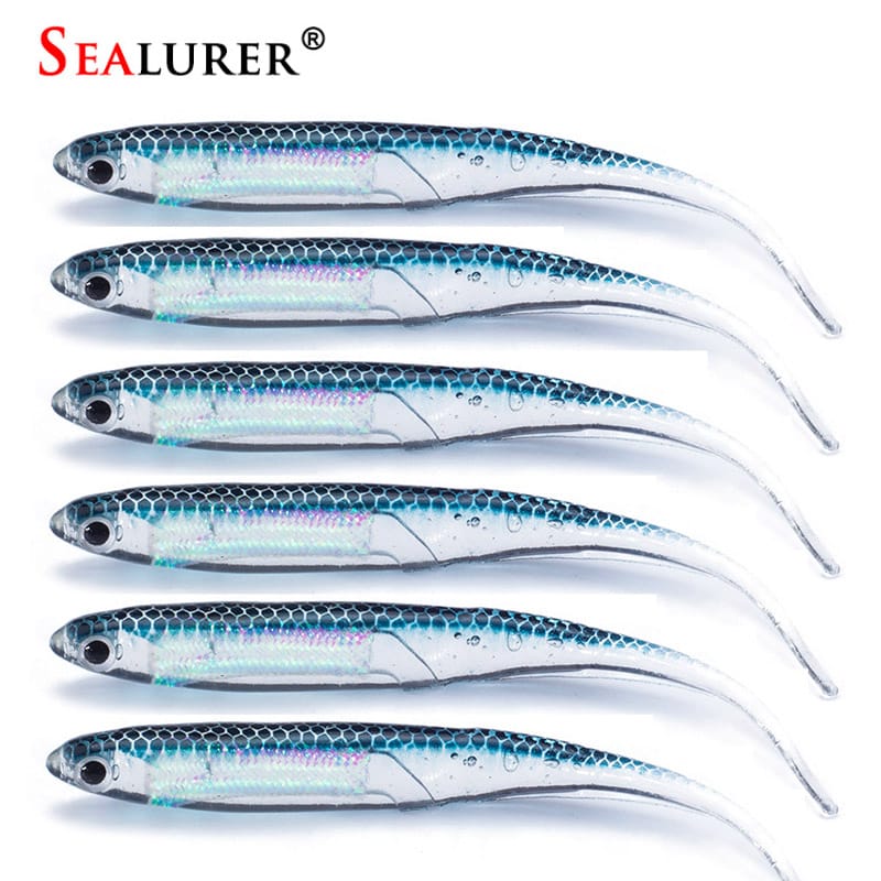 SEALURER pehmete lantide komplekt, 6 tk, 2.6g/90mm, ideaalne kalapüügiks, shad, uss, swimbaits, jigipea, lendõngitsemine.
