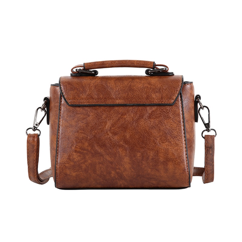 Vintage stiilis crossbody kott pruuni PU nahaga ja lihtsa disainiga.
