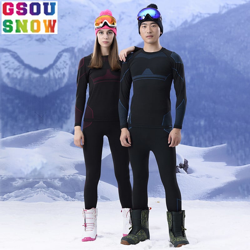 GSOU SNOW kaubamärgi soe aluspesu meeste ja naiste spordiriiete alla, kiirelt kuivav ja hingav talvine suusakomplekt.