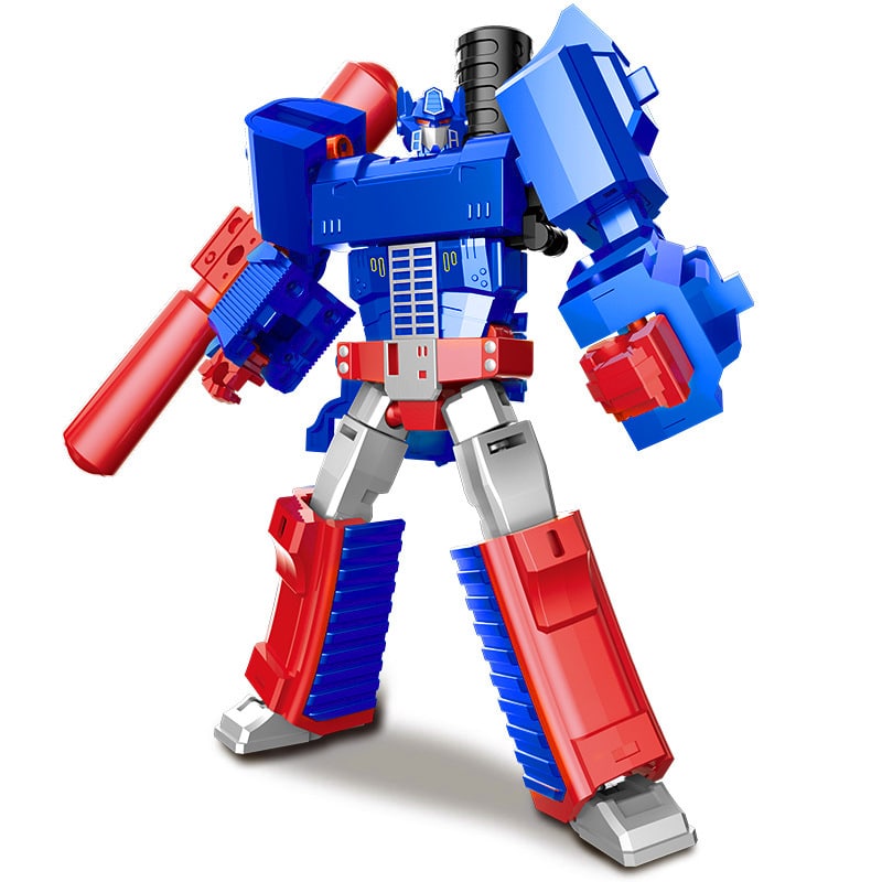 Sinine robot-püstol mänguasi, mis on osa 15 cm transformeeruvate roboti autode figuuride kollektsioonist, sobib lastele kingituseks.
