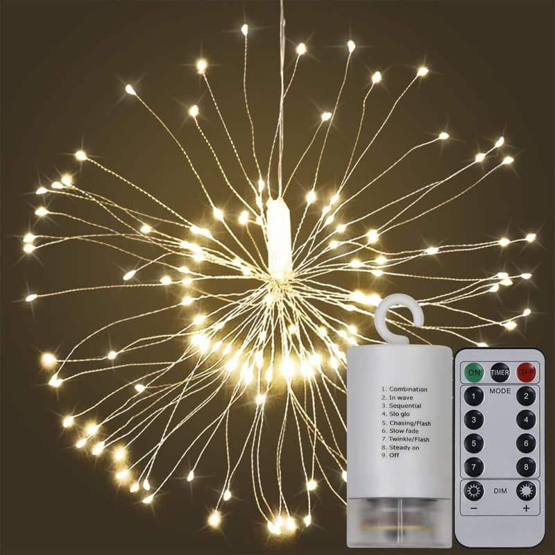 Painutatav ja riputatav valgusbukett, soe valge valgus, dekoratiivne LED-lambikett, patareitoitel, hõbekattega vasktraat, 150 LED-tuld, sobib pidudeks ja pulmadeks.