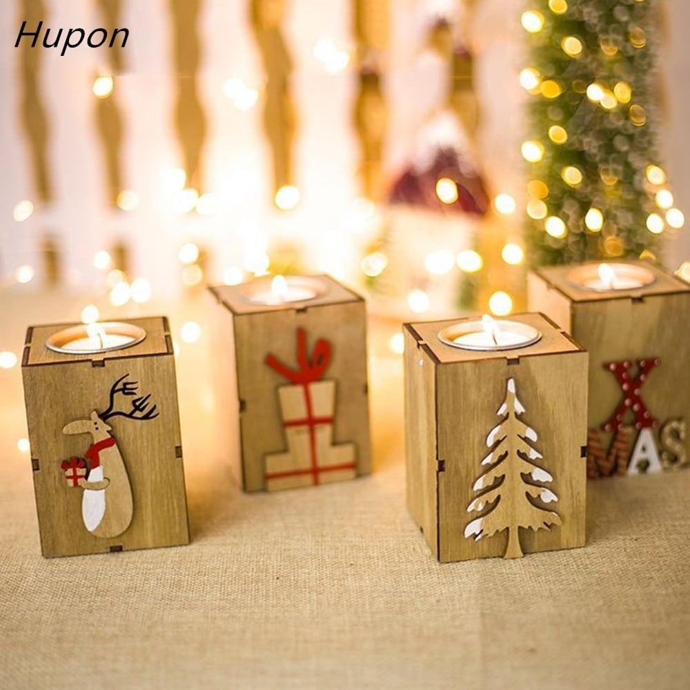 Vintage välimusega puidust küünlajalad tealight küünalde hoidmiseks, jõulupühade ja aastavahetuse kaunistusena kodu dekoratsioonideks.