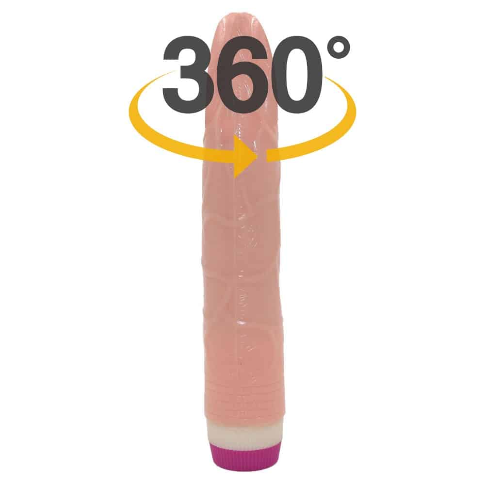 nahavärvi vibreeriv dildo, millel on 360-kraadine pöörlemisvõime