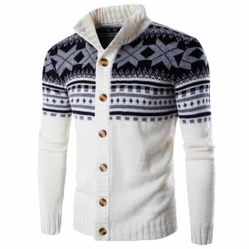 Nööpidega ja lumehelvestega meeste kampsun, Loldeal bränd, moekas ja soe talvine kootud kardigan suuruses 2XL.