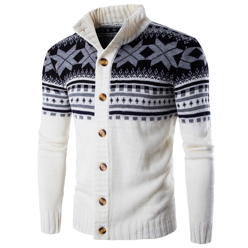 Nööpidega ja lumehelvestega meeste kampsun, Loldeal bränd, moekas ja soe talvine kootud kardigan suuruses 2XL.