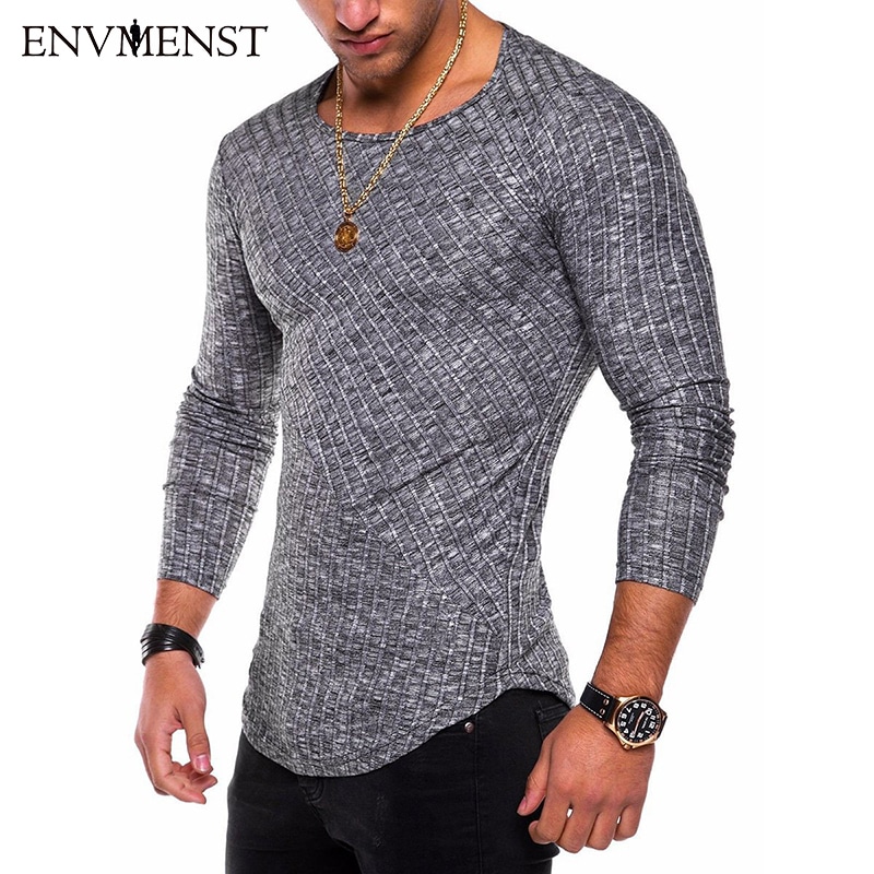 Kehasse hoidev õhuke pullover meeste mood kevad 2018, O-kaelusega ja ühtlast värvi vabaaja stiil.