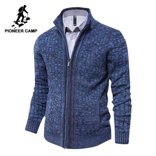 Must, hall või sinine lukuga kampsun, mis on Pioneer Camp kuulus brändi meeste kardigan, slim fit disain, kõrgekvaliteediline ja mugav kanda.