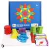 Montessori stiilis puidust mosaiikpuzzle komplekt, 155 osa, värviline, hariv mänguasi lastele õppimiseks ja arendamiseks.
