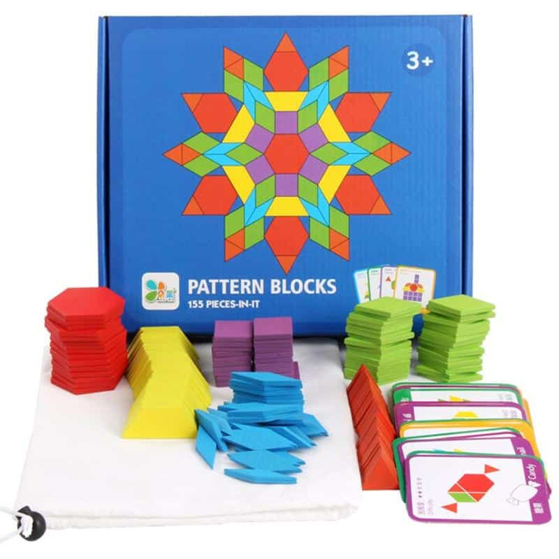 Montessori stiilis puidust mosaiikpuzzle komplekt, 155 osa, värviline, hariv mänguasi lastele õppimiseks ja arendamiseks.