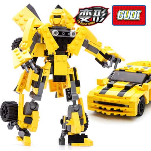 Kollane lego "Transformer" komplekt, 225 tükki, robot ja auto, hariv mänguasi lastele.