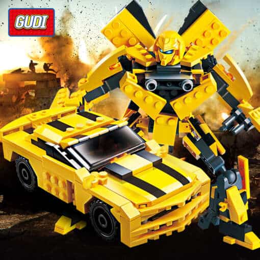 Kollane Lego "Transformer" robot ja auto ehituskomplekt, 225 klotsi, hariduslik mänguasi lastele.
