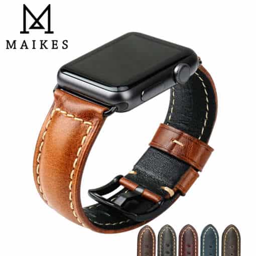 MAIKES õlivahaga nahast kellarihm Apple Watchile, sobib mudelitele 42mm, 38mm, 44mm ja 40mm seeriates 4, 3, 2 ja 1.