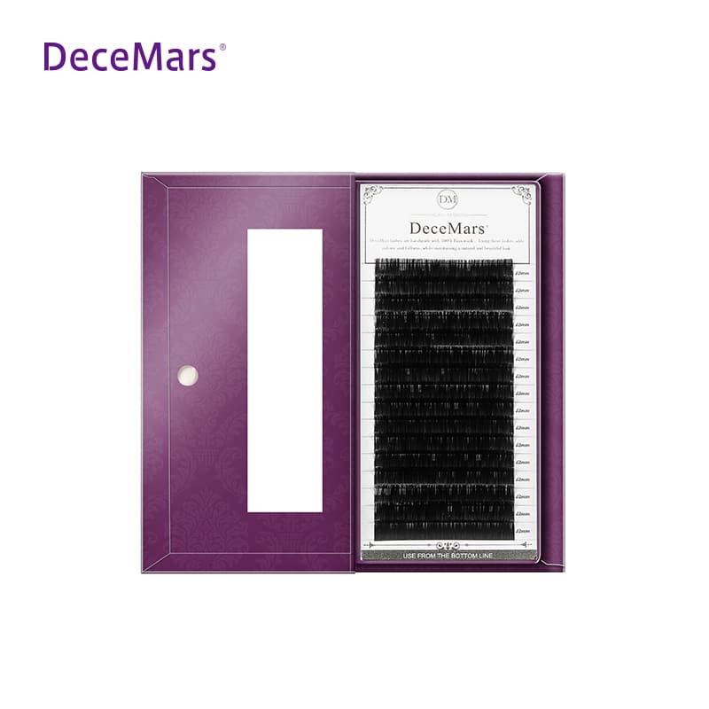 DeceMars ripsmepikendused, faux mink, individuaalsed, salongi kasutamiseks, naturaalsed, poolpüsivad, 16 rida/tray.