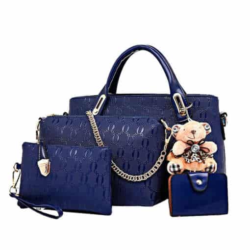 Neljaosaline PU nahast kottide komplekt naistele, sisaldades käekotti, messenger-kotti, crossbody-kotti ja rahakotti, mis on trendikas ja stiilne.