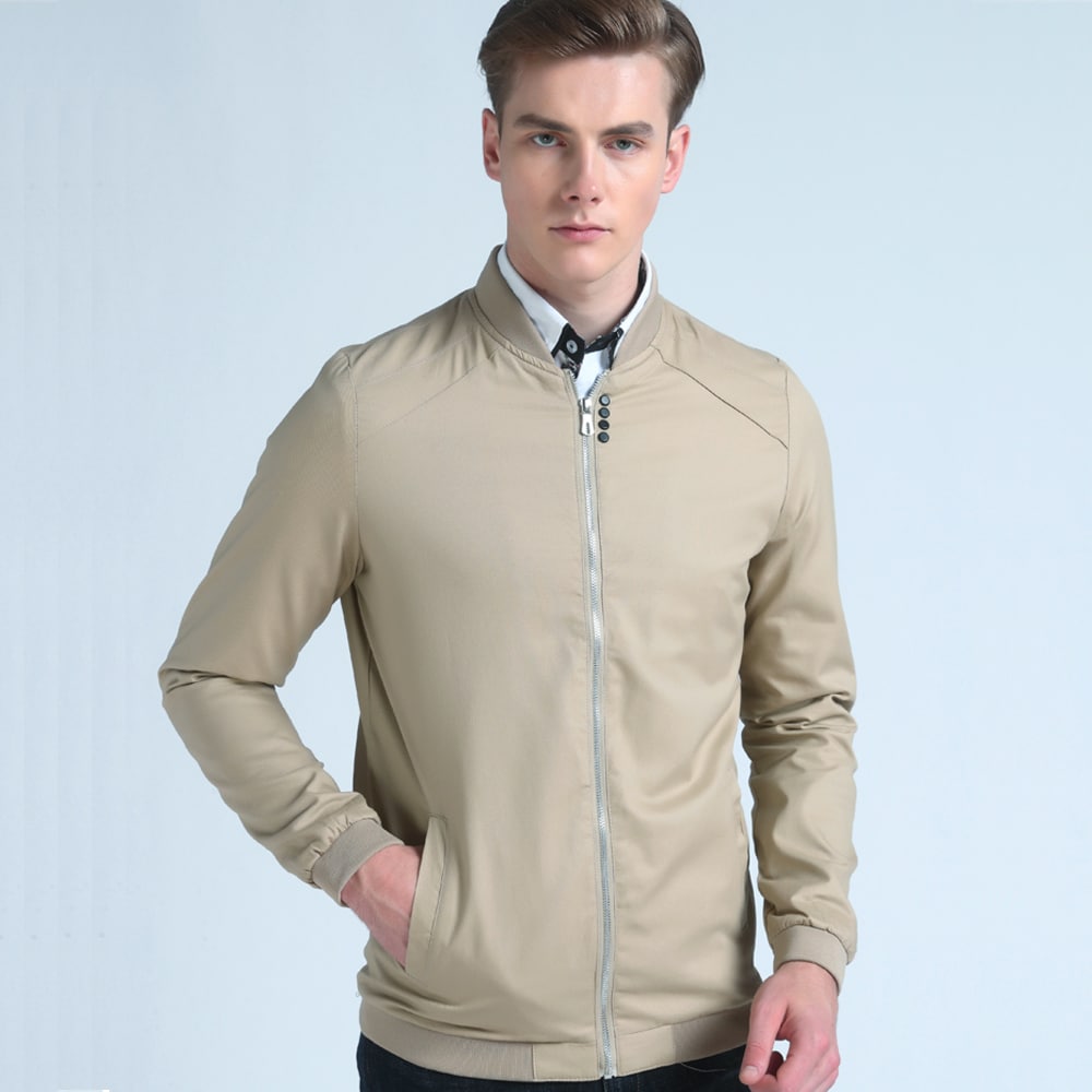 Meeste kevad-sügis jope, vabaaja stiilis, slim fit, puuvillane, bomber-tüüpi, püstkraega.