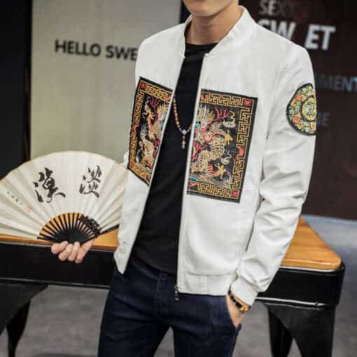 Omapärase tikandiga must või valge jakk meeste mood 2018, slim fit casual bomber stiilis, saadaval suurustes 5XL-M.