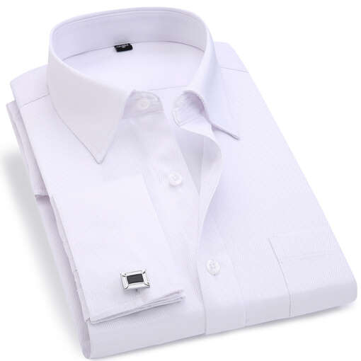 Meeste prantsuse mansetinööpidega triiksärk, triibuline, pikkade varrukatega, brändi slim fit disain.