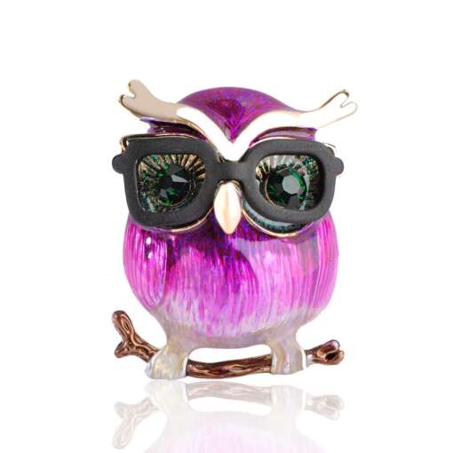 Kawaii öökull prillidega pross, värvikas emailitud linnu aksessuaar naistele, sobilik kingituseks.