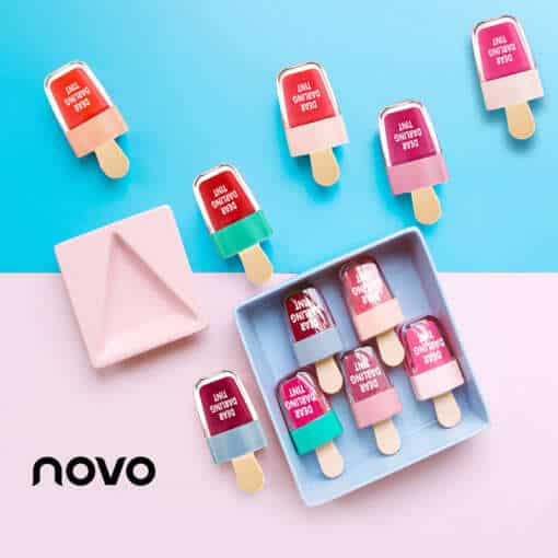NOVO Brand 6 värvi jäätisekujulised veekindlad vedelad huulepulgad magusas punases toonis
