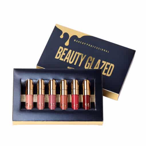 BEAUTY GLAZED veekindlad vedelad huulepulgad, matt huuleläige, lihtne peale kanda, kauapüsiv, 6 värvi komplekt