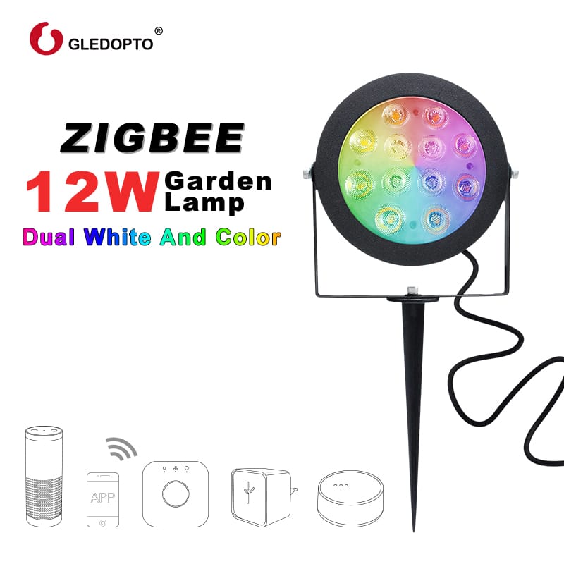 GLEDOPTO ZIGBEE aialamp, 12W RGB CCT, soe valge, töötab Amazon Alexa ja ZigBee 3.0-ga.