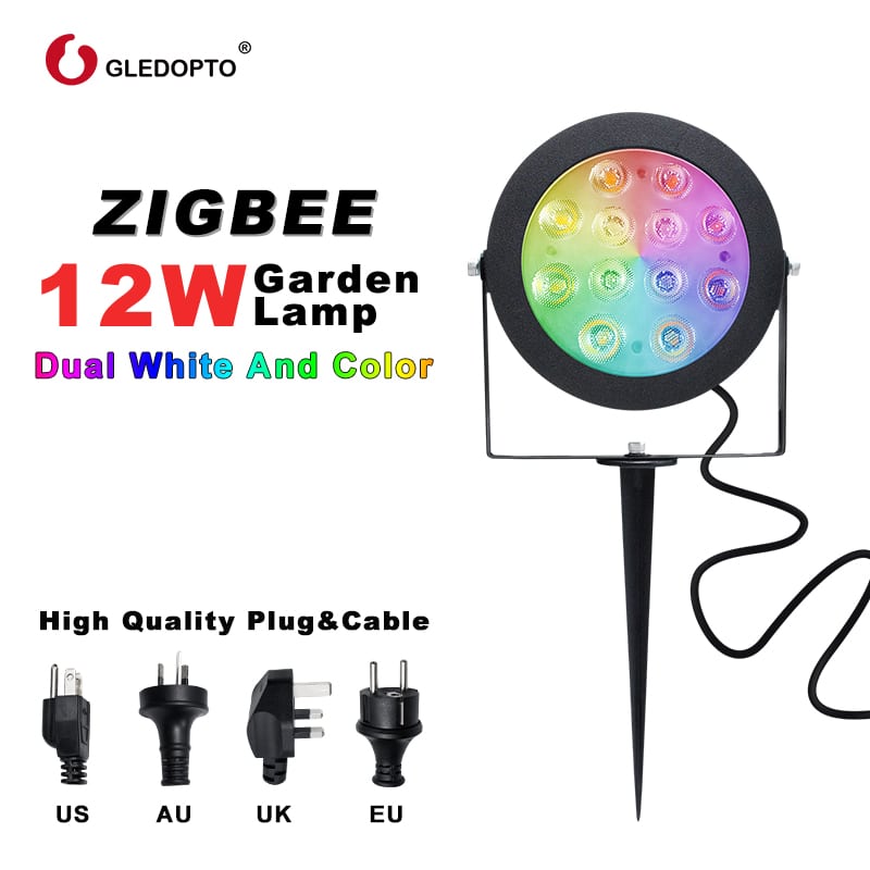 GLEDOPTO ZIGBEE LED aialamp, mis sobib õue kasutamiseks, 12W RGB CCT valgusega, töötab Amazon Alexa ja ZIGBEE3.0-ga.