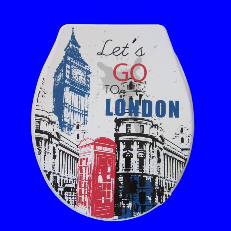 WC-poti kaas "Let´s go to London" koos värvilise disainiga, kõrgekvaliteediline ja trendikas vannitoatarvik.