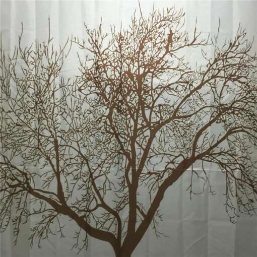 Valge vannikardin puumustriga, veekindel polüester, 180x180 cm