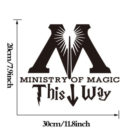 DCTOP "Ministry Of Magic - This Way" kleeps, naljakas veekindel seinakleebis kodu sisustuseks, eemaldatav ja isetegemiseks sobiv.