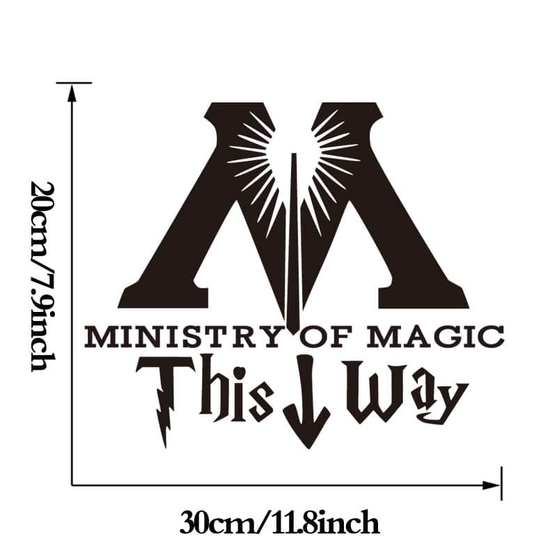 DCTOP "Ministry Of Magic - This Way" kleeps, naljakas veekindel seinakleebis kodu sisustuseks, eemaldatav ja isetegemiseks sobiv.