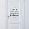 Kleeps uksele, vinüülkleebis tekstiga "Toilet" või "Bathroom", vintage stiilis uksekaunistus kodu sisustamiseks.