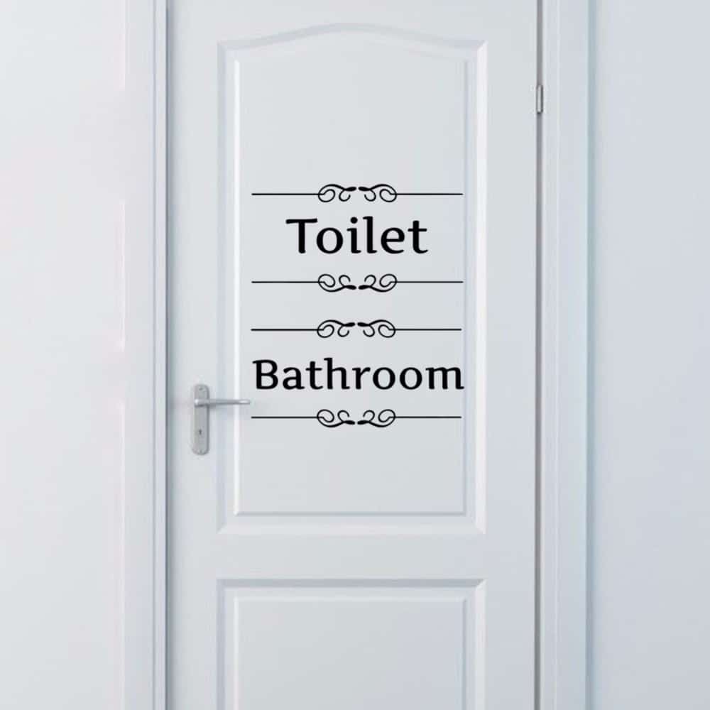 Kleeps uksele, vinüülkleebis tekstiga "Toilet" või "Bathroom", vintage stiilis uksekaunistus kodu sisustamiseks.