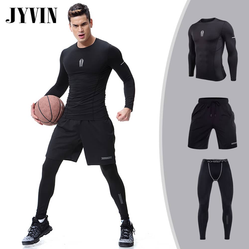 Compression meeste spordikomplekt, kiirelt kuivav jooksukomplekt, treeningriietus, mugav ja hingav spordiriietus meestele.