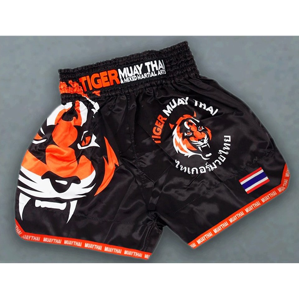 Mustad tiigriga poksipüksid MMA ja Muay Thai treeninguks