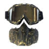mustad suusaprillid ja mask kuldse mustriga