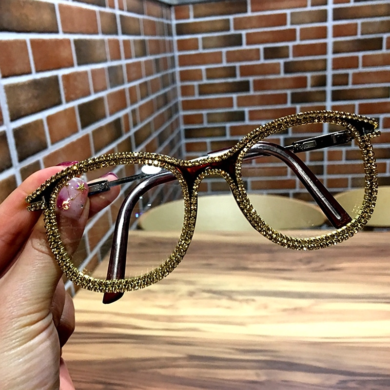 paljude säravate kristallidega päikeseprillid kuldne raam UV400 kaitsega naistele ja meestele vintage metallist prillid